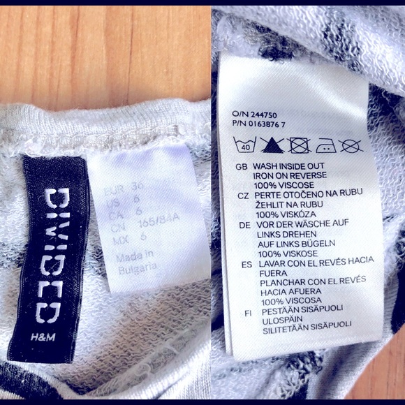 H&M DIVIDED Striped Shirt 3/4 Sleeve Size 6 Gray Black Women’s - Picture 3 of 11